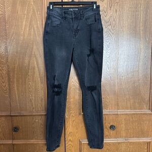 Maurices Charcoal Distressed Skinny Jeans